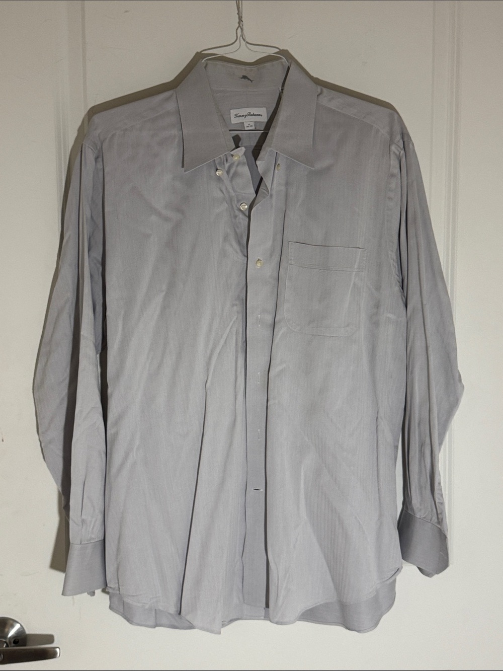 Tommy Bahama Men's Light Gray Button-Front Dress Shirt